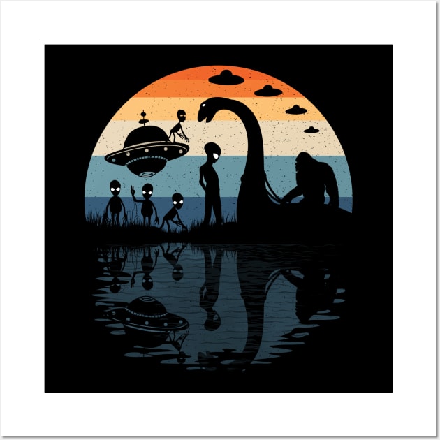 Bigfoot Loch Ness Monster Nessie And Aliens Wall Art by Tesszero